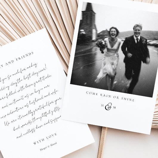 "COME RAIN OR SHINE" Foto Dank je wel kaart