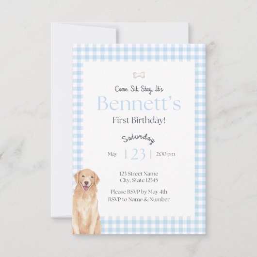 Come Sit Stay Birthday Invitation Kaart (Voorkant)