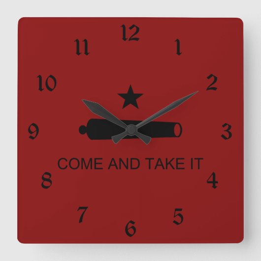 Come & Take It! Texas State battle Flag Vierkante Klok (Voorkant)