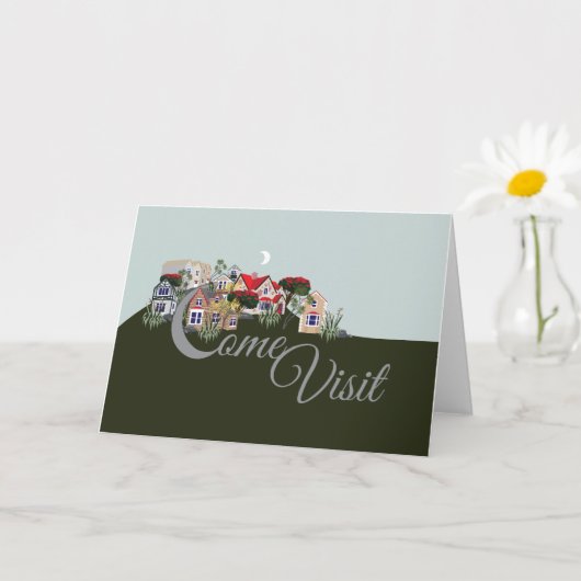 'Come Visit' Folded Greeting Card Kaart (Kleine Plant)