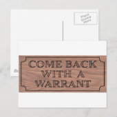 comebackwithwarrent.jpg briefkaart (Voorkant / Achterkant)