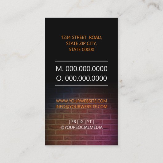 Comediaan opstaan visitekaartje (Achterkant)