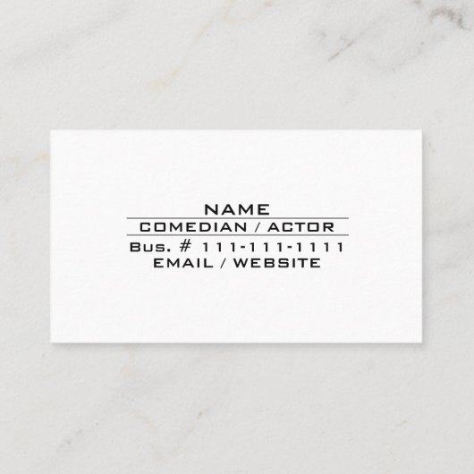 Comedian stand-up comic entertainment industrie visitekaartje (Achterkant)