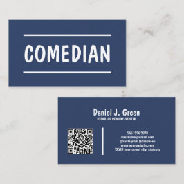 🤡 Comedian Stand Up Custom QR Blauw Visitekaartje