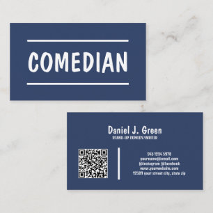 🤡 Comedian Stand Up Custom QR Blauw Visitekaartje