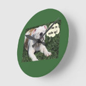 COMEDIC BULLDOG AWAKENS WALL CLOCK RONDE KLOK (Hoek)