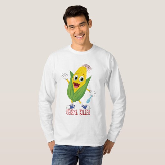Comedic Character Spoon: Funny Cereal Attack T-shi T-shirt (Voorkant volledig)