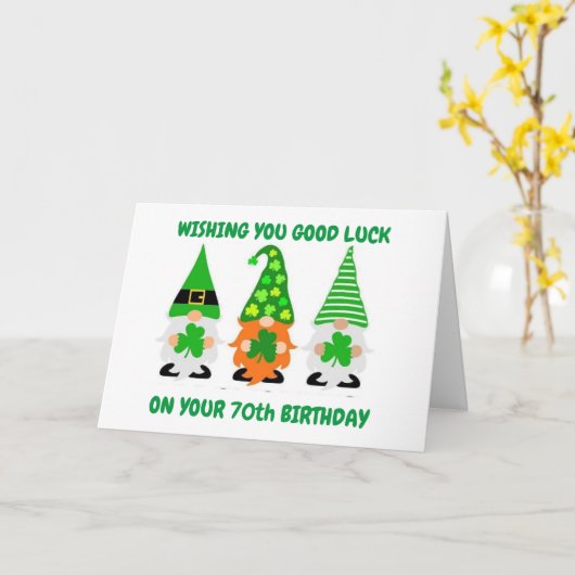 COMEDIC GNOMES VOOR DE "70e BIRTHDAY" Kaart (Gele Bloem)