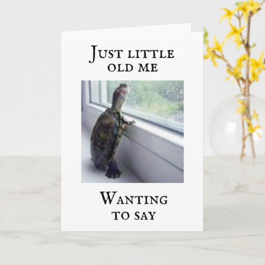 "COMEDIC TURTLE ZEGT "JE BENT OUD" KAART (Gele Bloem)