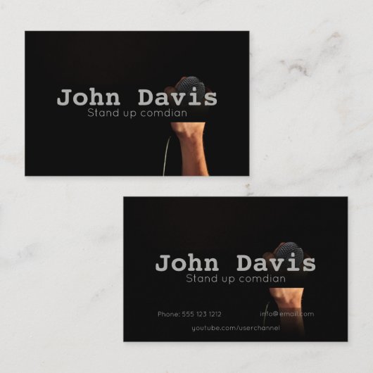 Comedisch visitekaartje opstaan (Voorkant / Achterkant)