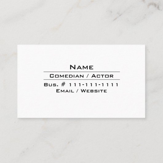 Comedische stand-up Comic Entertainment Industry B Visitekaartje (Achterkant)