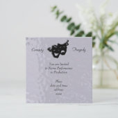 Comedy and Tragedy Black Masks Shimmer Uitnodiging (Staand voorkant)