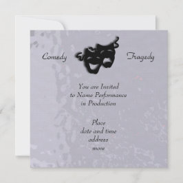 Comedy and Tragedy Black Masks Shimmer Uitnodiging