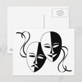 Comedy- en tragedie-bioscoopmaskers/-gezichten briefkaart (Voorkant / Achterkant)