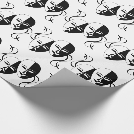 Comedy- en tragedie-bioscoopmaskers/-gezichten cadeaupapier (Hoek)