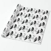 Comedy- en tragedie-bioscoopmaskers/-gezichten cadeaupapier (Uitgerold)