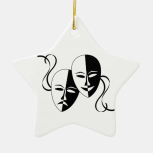 Comedy- en tragedie-bioscoopmaskers/-gezichten keramisch ornament