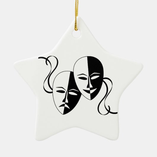 Comedy- en tragedie-bioscoopmaskers/-gezichten keramisch ornament (Voorkant)