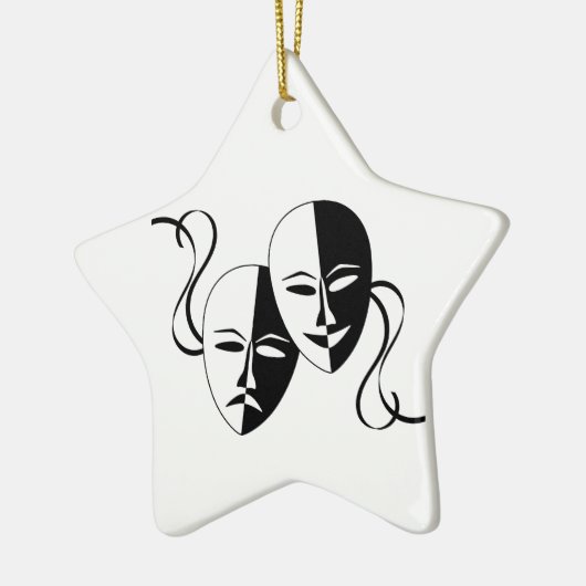 Comedy- en tragedie-bioscoopmaskers/-gezichten keramisch ornament (Links)