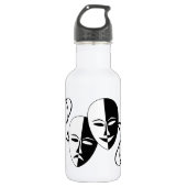 Comedy- en tragedie-bioscoopmaskers/-gezichten waterfles  (Voorkant)