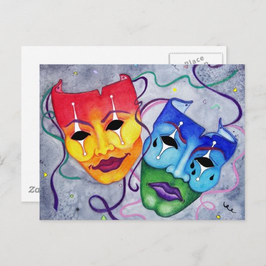 Comedy en tragedie briefkaart (Voorkant / Achterkant)