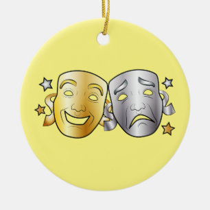 Comedy en tragedie gestileerde dramaskers keramisch ornament