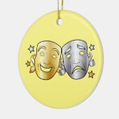 Comedy en tragedie gestileerde dramaskers keramisch ornament (Links)