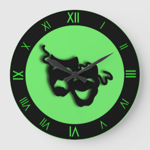 Comedy en tragedie Neon Green Theater Wall Clock Grote Klok