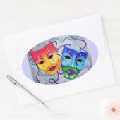 Comedy en tragedie ovale sticker (Envelop)