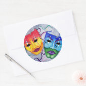 Comedy en tragedie ronde sticker (Envelop)
