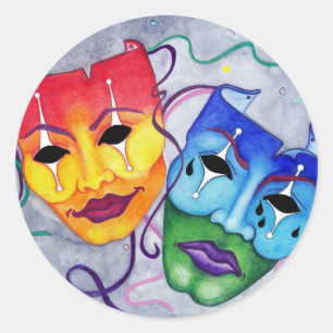 Comedy en tragedie ronde sticker