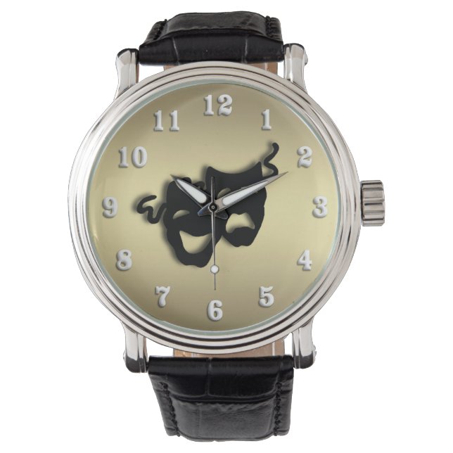 Comedy en tragedie Theater Gold Horloge (Voorkant)