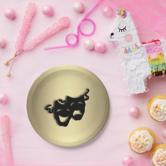 Comedy en tragedie Theater Gold Papieren Bordje (Feest)