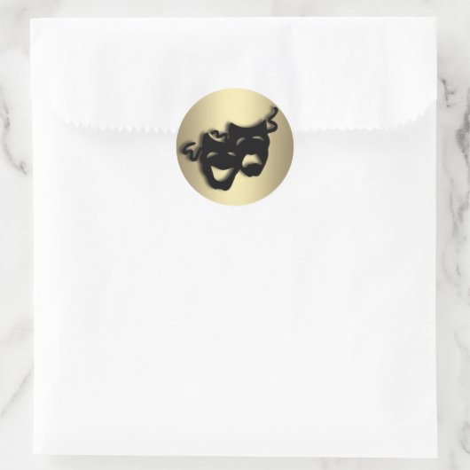 Comedy en tragedie Theater Gold Ronde Sticker (Tas)
