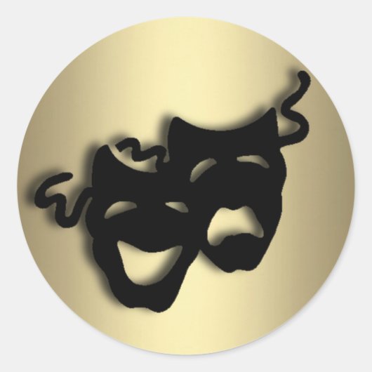 Comedy en tragedie Theater Gold Ronde Sticker (Voorkant)