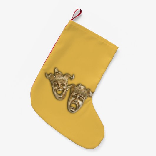 Comedy en tragedie theater maskeert goud kleine kerstsok (Voorkant (Hangend))