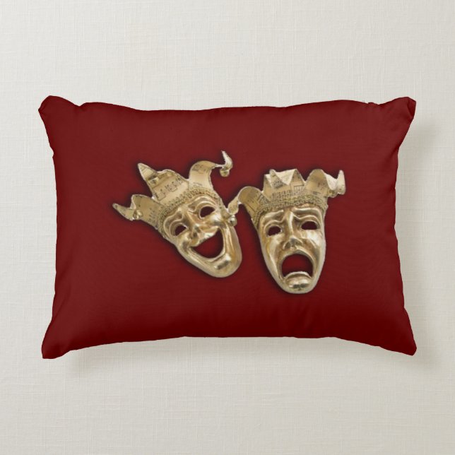 Comedy en tragedie theater maskeert Maroon Decoratief Kussen (Voorkant)