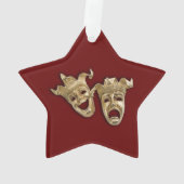 Comedy en tragedie theater maskeert Maroon Ornament (achterkant)