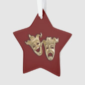 Comedy en tragedie theater maskeert Maroon Ornament (voorkant)