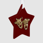 Comedy en tragedie theater maskeert Maroon Ornament (voorkant)