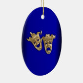 Comedy en tragedie theater maskers kobalt keramisch ornament (Rechts)