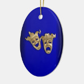 Comedy en tragedie theater maskers kobalt keramisch ornament (Links)