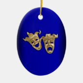 Comedy en tragedie theater maskers kobalt keramisch ornament (Voorkant)