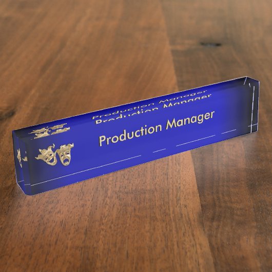 Comedy en tragedie theater maskers kobalt naambordje (Zijkant)