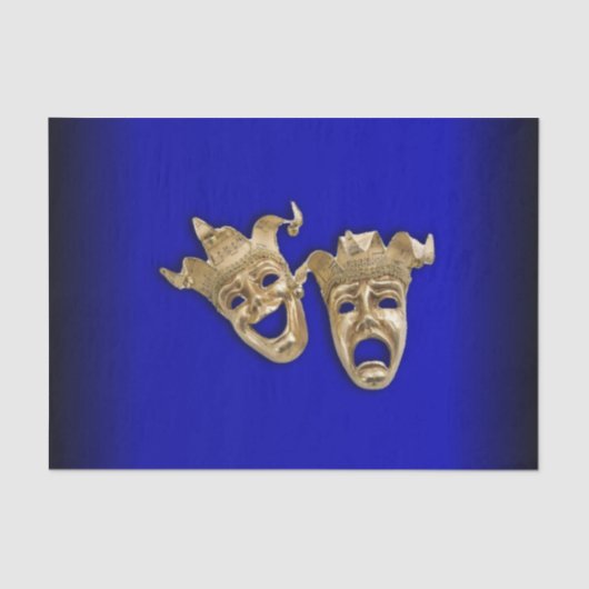 Comedy en tragedie theater maskers kobalt tissuepapier (Voorkant)