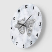 Comedy en tragedie theater maskers witte marmer grote klok (Hoek)