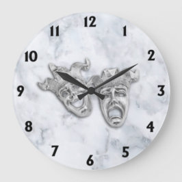 Comedy en tragedie theater maskers witte marmer grote klok