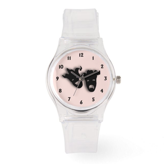 Comedy en tragedie theater roze horloge (Voorkant)