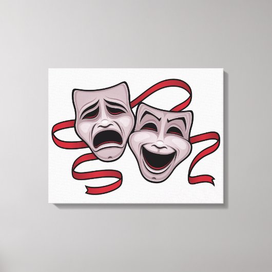Comedy- en tragedie-theatermaskers canvas afdruk (Voorkant)