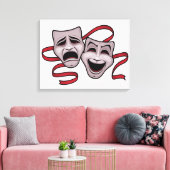 Comedy- en tragedie-theatermaskers canvas afdruk (Insitu (Woonkamer))